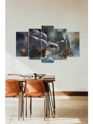 TeknoKapsül Deniz Manzarası 5 Parçalı Mdf Tablo