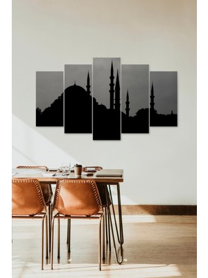 TeknoKapsül Camii Manzarası 5 Parçalı Mdf Tablo 60 x 100