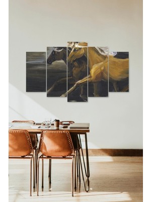 TeknoKapsül At Manzarası 5 Parçalı Mdf Tablo 60 x 100