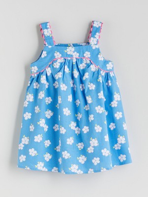 Lc Waikiki Yeni Sezon Çiçekli Kız Çocuk Keten Karışım Elbise