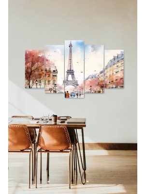 TeknoKapsül Şehir Manzarası 5 Parçalı Mdf Tablo 60 x 100
