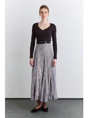 Manuka Geniş Parçalı Desenli Etek Puantiye