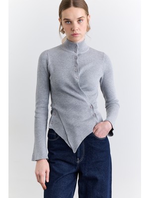 Manuka Çapraz Kapamalı Hırka Gri