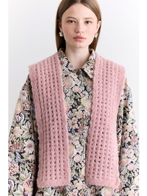 Manuka Soft Dokulu Yakalı Şal Pembe