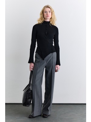 Manuka Çapraz Kapamalı Hırka Siyah