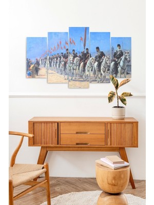 TeknoKapsül Atlı Birlikler Manzarası 5 Parçalı Mdf Tablo 60 x 100