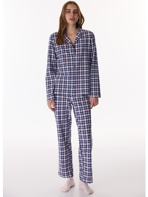 Penti Koyu Mavi Colored Gingham Gömlek Pantolon Pijama Takımı