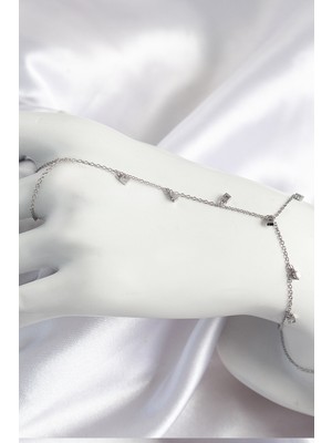 Epilons Pirinç Zirkon Taşlı Sallantılı Model Gümüş Renk Kadın Şahmeran - TJ-SN700