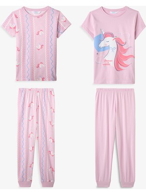 Penti Açık Pembe Kız Çocuk Sleepycorn Pamuklu 2'li Pijama Takımı