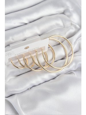 Epilons Pirinç Halka Model Gold Renk Kadın Set Küpe - TJ-BKP11041