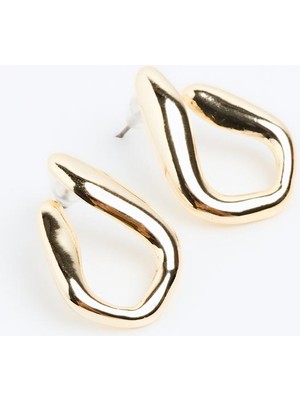 Jimmy Key Altın Rengi Asimetrik Figürlü Metal Küpe