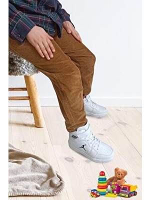 Cool Cırtlı Basketbol Spor Ayakkabı Erkek Çocuk Mikrofiber Dış Materyal Kauçuk Taban