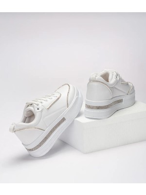 K&A Kadın Yüksek Taban Rahat Şık Günlük Spor Ayakkabı Beyaz Renk