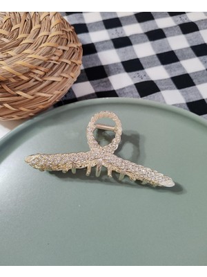 Reborn Design Zirkon Taşlı Zincir Model Gold Renk 11 cm Metal Mandal Toka