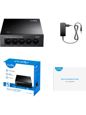 Binbir Göz Bilgisayar Cudy GS105 5 Port 10/100/1000 Yonetılemez Desktop Swıtch Metal Kasa