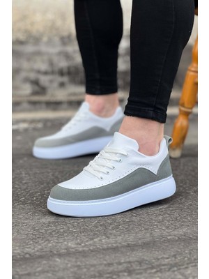 K&A Beyaz Gri Ortopedik Taban Erkek Casual Ayakkabı