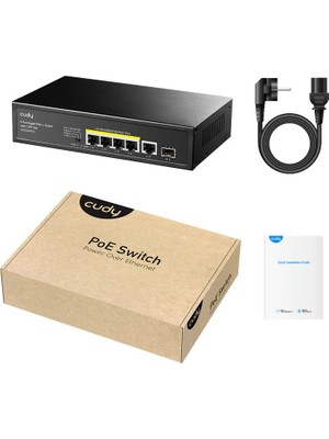 Binbir Göz Bilgisayar Cudy GS1005PTS1 5 Port 10/100/1000 4 Port Poe+ 1 Port Uplınk+ 1 Sfp 120W Yonetılemez Desktop Swıtch