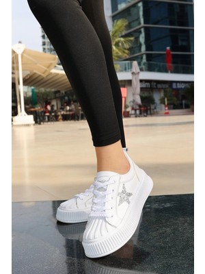 K&A Piata Beyaz Cilt Bağcıklı Spor Ayakkabı