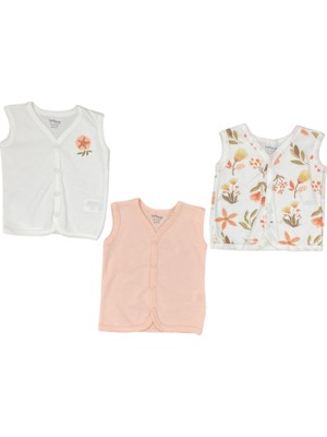 Tiffany Baby Kız Bebek Flower Garden 3'lü Yelek Set Ekru 15005