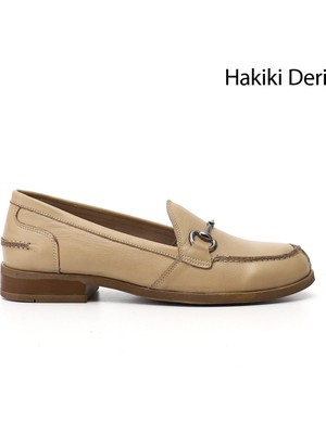 Gönderi(r) Kadın Nude  Tokalı Hakiki Deri Loafer Ayakkabı