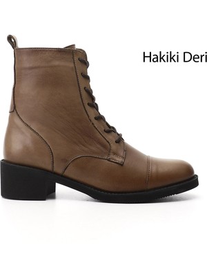 Gönderi(r) Kadın Vizon Antik  Fermuarlı Kauçuk Taban Hakiki Deri Bot