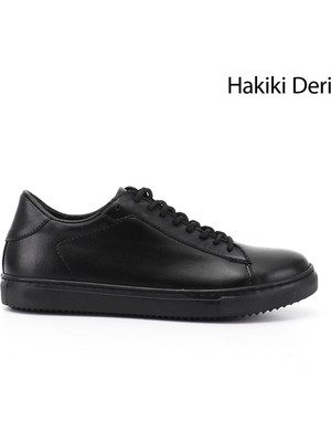 Gönderi(r) Kadın Siyah  Bağcıklı Termo Taban Hakiki Deri Sneaker