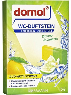 Domol Limon Klozet Blok Tuvalet Kokusu 2 x 40 gr Askı Aparatlı Kireç ve Kalıntı Önleyici
