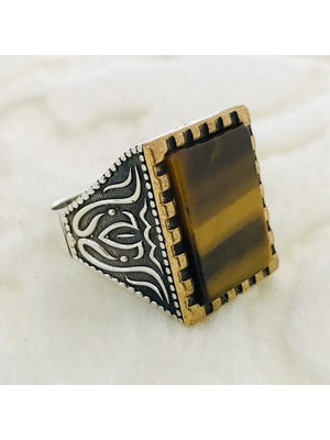 Canka Kaplangözü Taşlı 925 Ayar Erkek Gümüş Yüzük