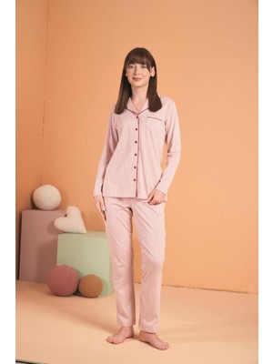 Pjs Kadın Pembe Uzun Kol Pijama Takımı 28001