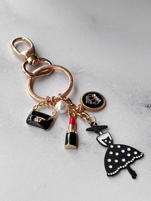 Rossev Charm Elbise Figürlü Anahtarlık - Çanta Charm (Siyah Çanta Model)