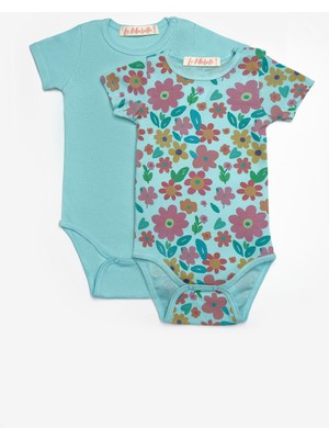 Mint  Çiçek Desenli Ikili Kız Bebek Zıbın Set - Zoe