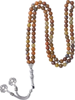 Bütüncül Şifa Damarlı Tarcın Akik Doğal Taş 99'lu Tesbih