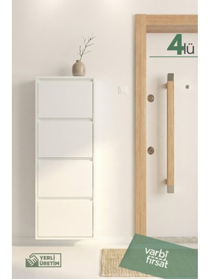 VarBiFırsat 4’lü Metal Ayakkabılık | Duvar ve Zemin Kullanımlı | Beyaz