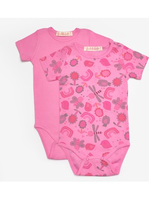 Le Mabelle Fuşya  Çiçek Desenli Ikili Kız Bebek Zıbın Set - Zoe