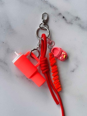 Rossev Charm Termos Figürlü Anahtarlık - Çanta Charm (Neon Turuncu Terlik Modeli)
