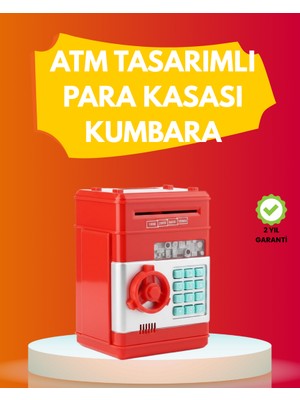 Zero Land Lvsqvr Atm Görünümlü Kırmızı Elektronik Şifreli Kumbara