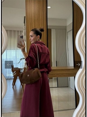 Beli Kemerli Pileli Hırka Yüksek Bel Bol Pantolon Alt-Üst Modal Takım