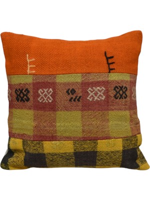 Kilim Antik El Dokuma Patchwork Kırkyama Dekoratif Kilim Kırlent Yastık Kılıfı 1196 - Yeni - Çok Renkli