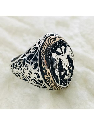Canka Selçuklu Kartalı İşlemeli 925 Ayar Gümüş Erkek Yüzük