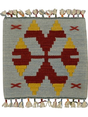 Kilim Antik El Dokuma Kare Köşe Sandalye Minderi Pınarbaşı Kayseri Yün Kilim 0850 - Yeni - Çok Renkli