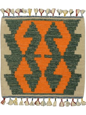 Kilim Antik El Dokuma Kare Köşe Sandalye Minderi Pınarbaşı Kayseri Yün Kilim 0868 - Yeni - Çok Renkli