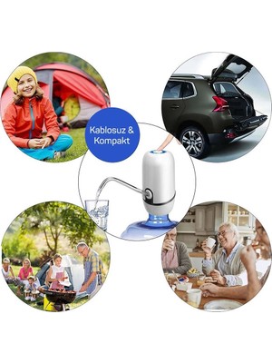 Zenvia Kampta Piknikte Yazlıkta Şarjlı Damacana Otomatik Su Pompası