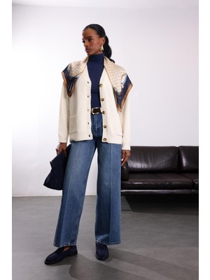 5in1Canpolat Mavi Kemerli Wide Leg Jean 1027