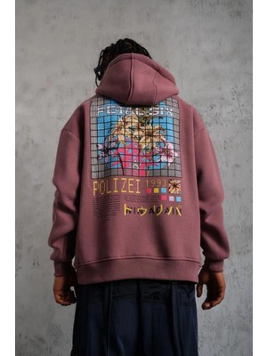 Velmora Fashion Erkek Patel Six Baskılı Kapüşonlu Sweat - Gül Kurusu