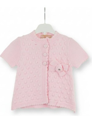 Kidello Pembe Fiyonk  Puanlı Çocuk Triko Yelek & Hırka | 3-6, 6-9, 9-12