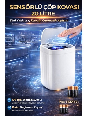 TE Dükkan 20 Litre El Algılayan Sensörlü Çöp Kovası