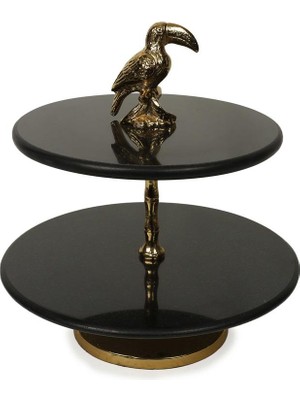 Vitale Granit Metal Kuşlu Katlı Servis Standı AK.JA0235