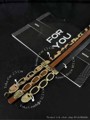 Fiori 3'lü Gold Zincir Toka Detaylı Kadın Kemeri, Pantolon Kemeri,