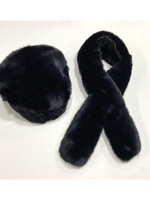 Peluş Kürk Kalpak Şapka Atlı Takımı / 2 Li Set