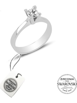 Söğütlü Silver Swarovski Tek Taş Yüzük SGTL2853